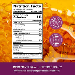 Judee's raw honey stick 5g serving perfect for tea, coffee, and drizzle