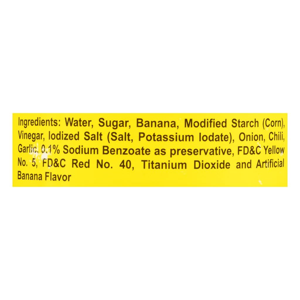 Jufran Banana Sauce label close-up highlighting authentic banana ketchup flavor.