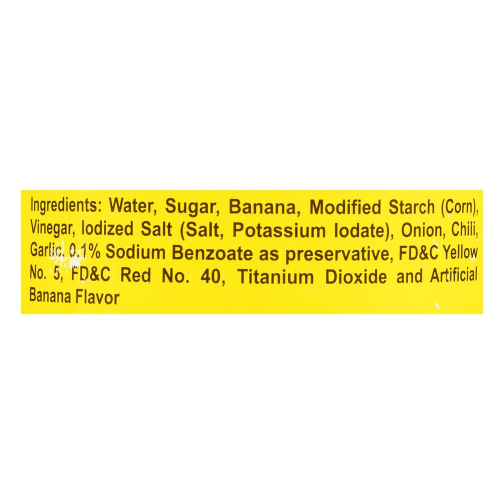 Jufran Banana Sauce label close-up highlighting authentic banana ketchup flavor.