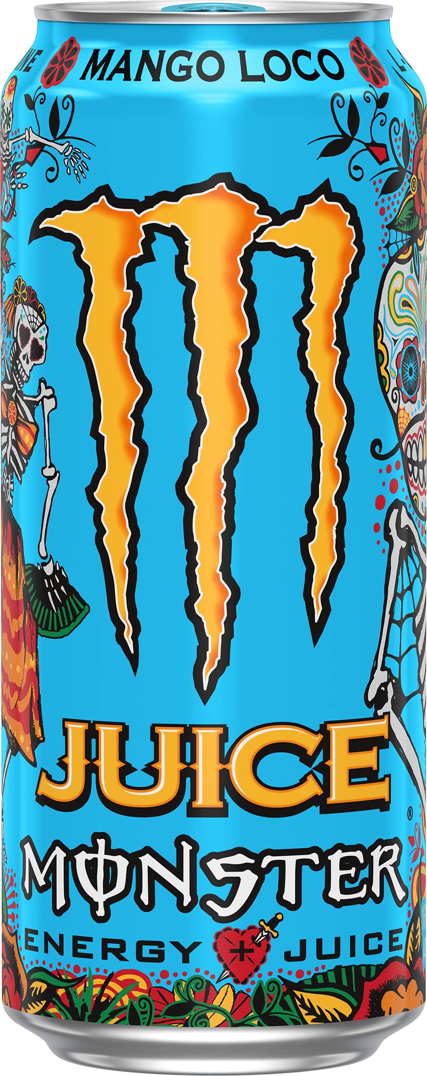 Close-up of mango slices beside Juice Monster Mango Loco highlighting tropical notes.