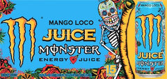 Juice Monster Mango Loco party scene with friends and drinks.