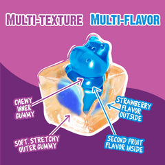Juicy Drop Mystery Gummy Cubes strawberry exterior with rotating inner flavors