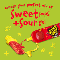 Juicy Drop Pop lollipops with sour gel, assorted flavors for custom flavor combos.