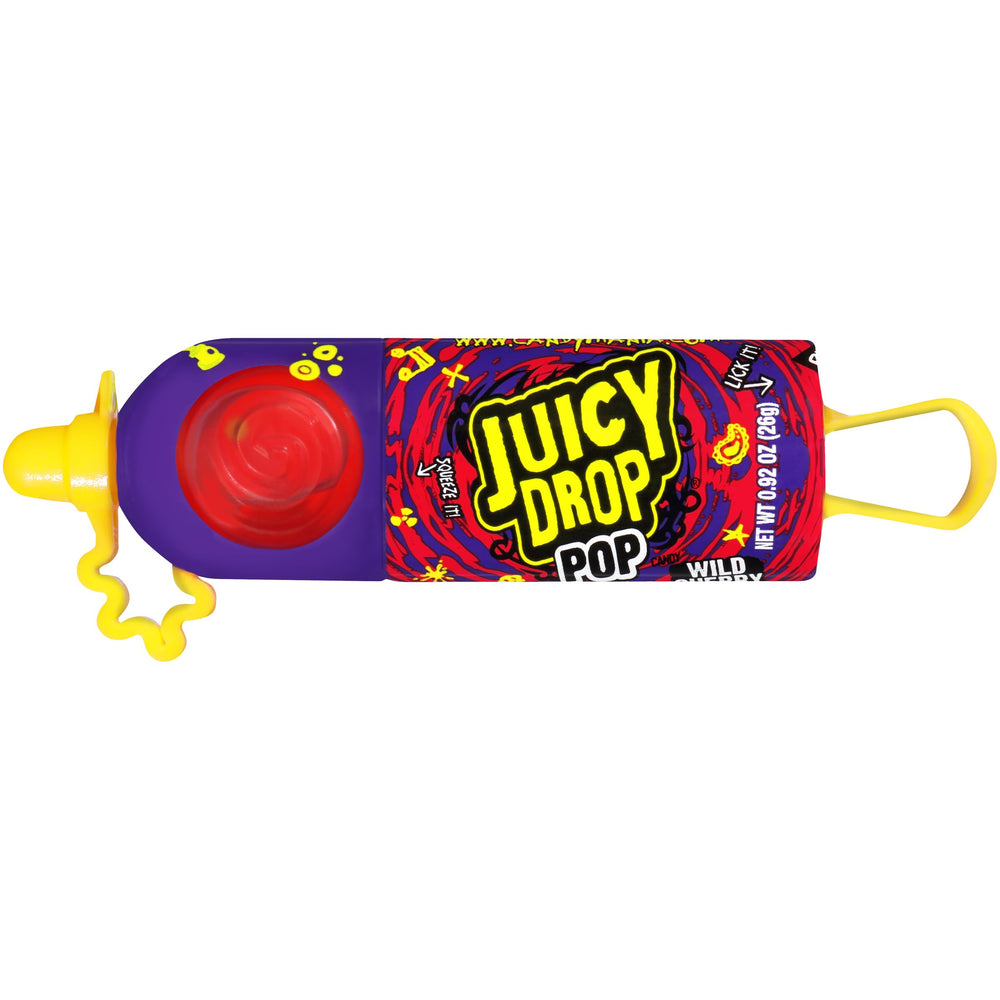 Juicy Drop Pop Wild Berry Blast flavor lollipop, juicy mixed berry zing.