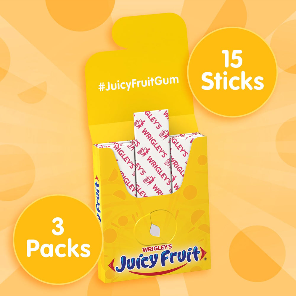 Close-up of Juicy Fruit Gum showcasing classic fruity taste.