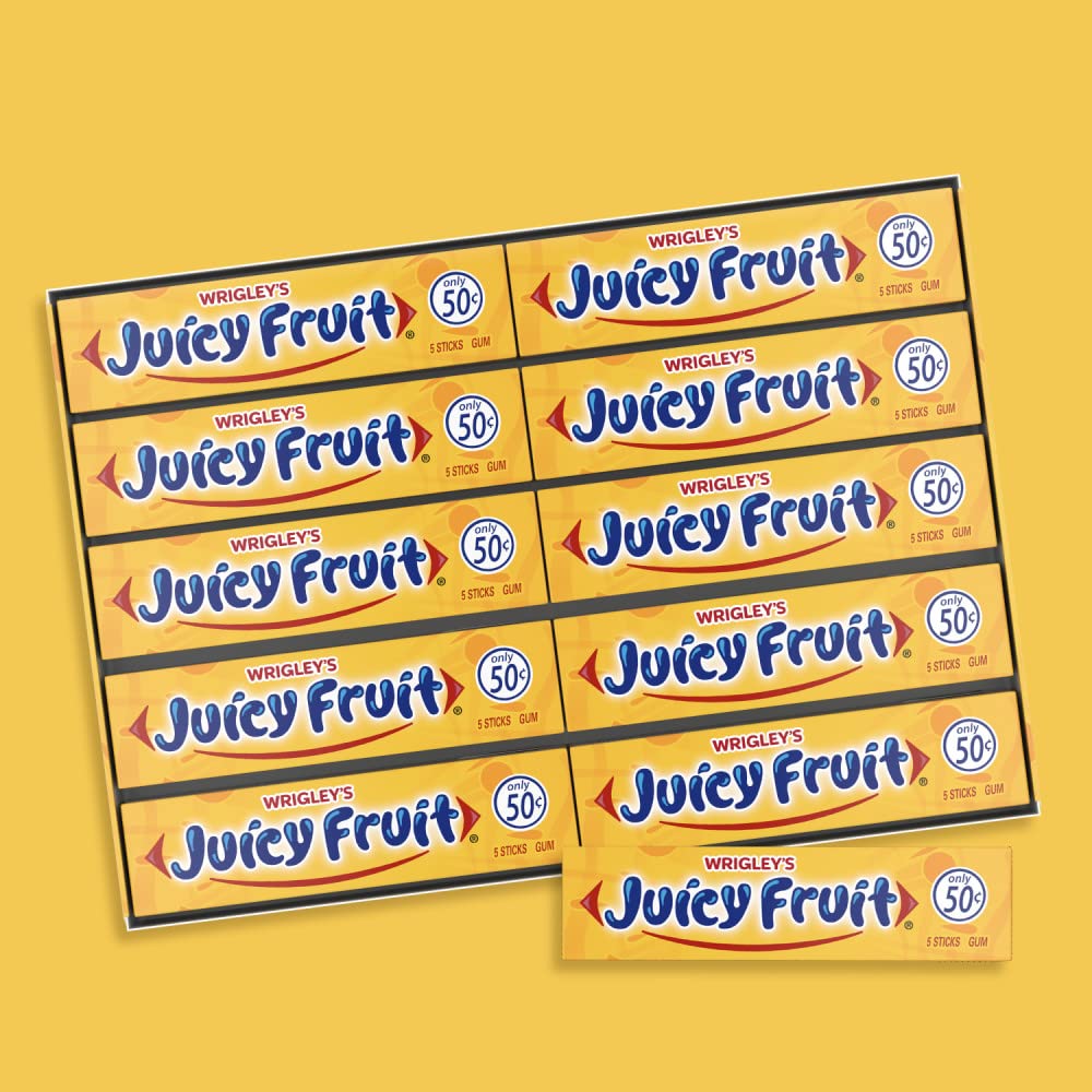 Juicy Fruit Gum flavor design close-up, showcasing iconic sweetness.