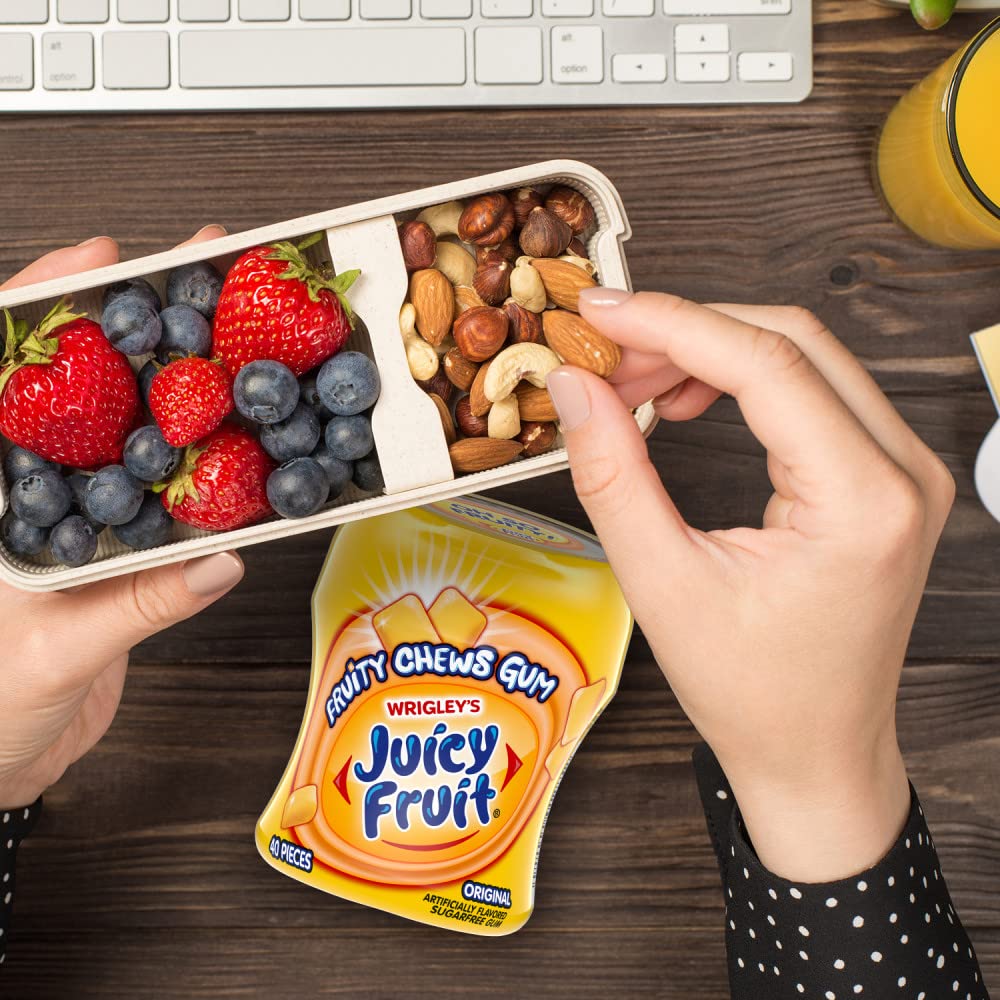 Juicy Fruit Gum fruity-burst pieces deliver a crisp, refreshing chew.