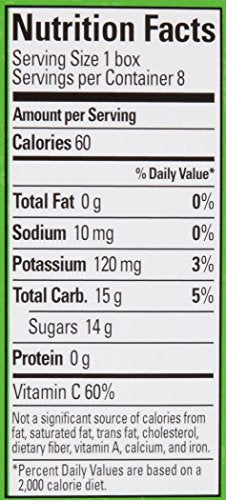 Juicy Juice Apple 4oz box back reveals ingredients and vitamin C claim