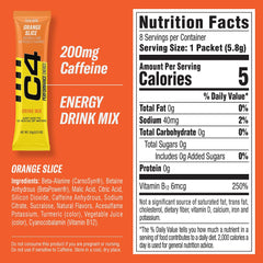C4 orange slice stick being poured into water for a quick energy boost.
