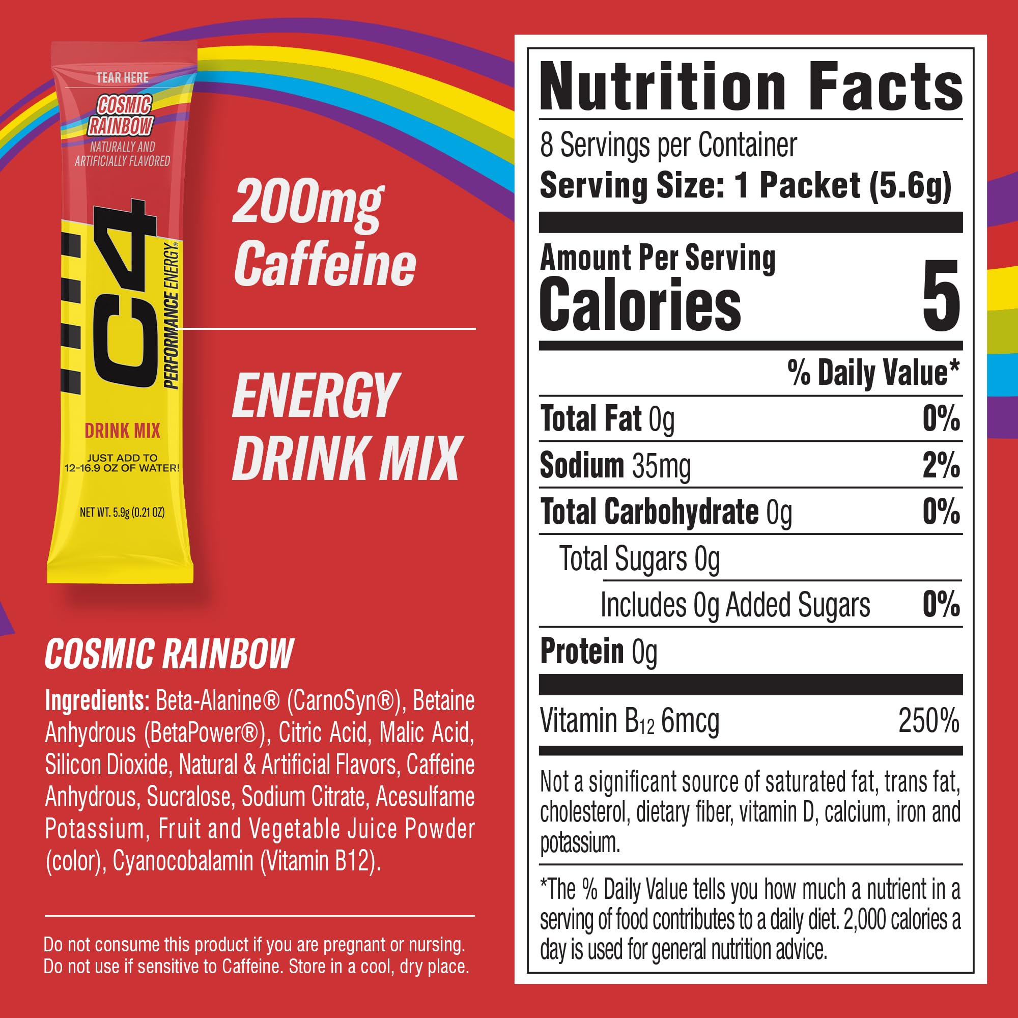 Juicy Mixes C4 Performance Energy Cosmic Rainbow mixed in water for on-the-go energy.
