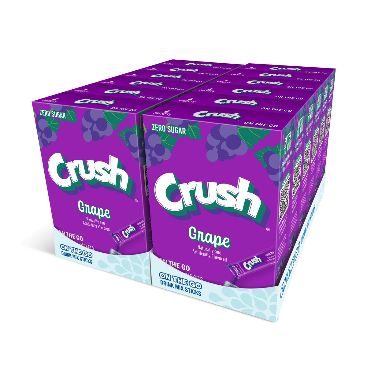 Juicy Mixes Crush grape powder pack front view for sugar-free hydration on the go.