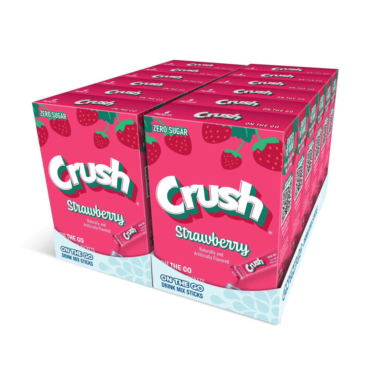 Juicy Mixes Crush Strawberry packaging showcases convenient, sugar-free hydration.