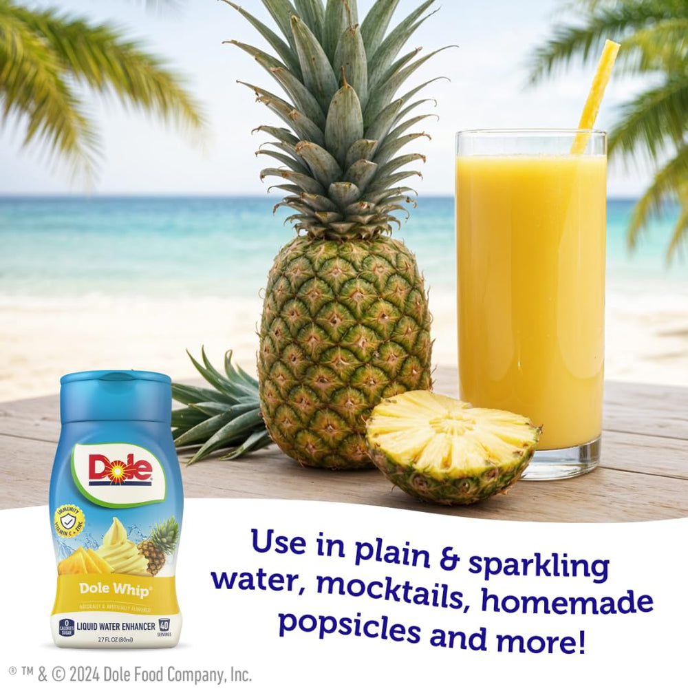 Juicy Mixes Dole Pineapple Whip dissolves easily to flavor water.