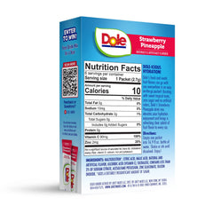Juicy Mixes Dole Strawberry Pineapple package-closeup emphasizes convenient single-serving packets