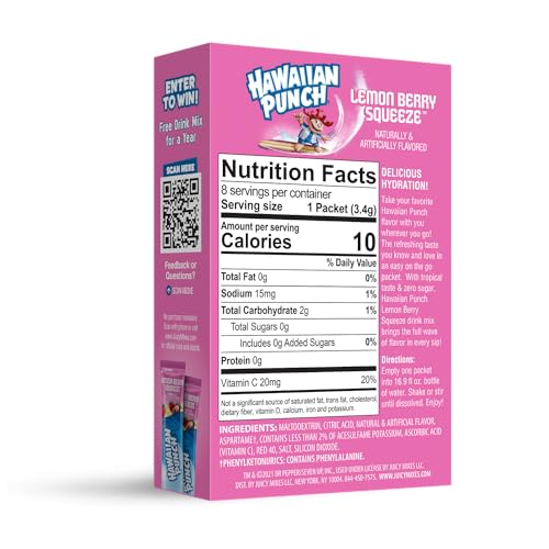 Juicy Mixes Hawaiian Punch powder packet opening for quick, flavorful hydration.