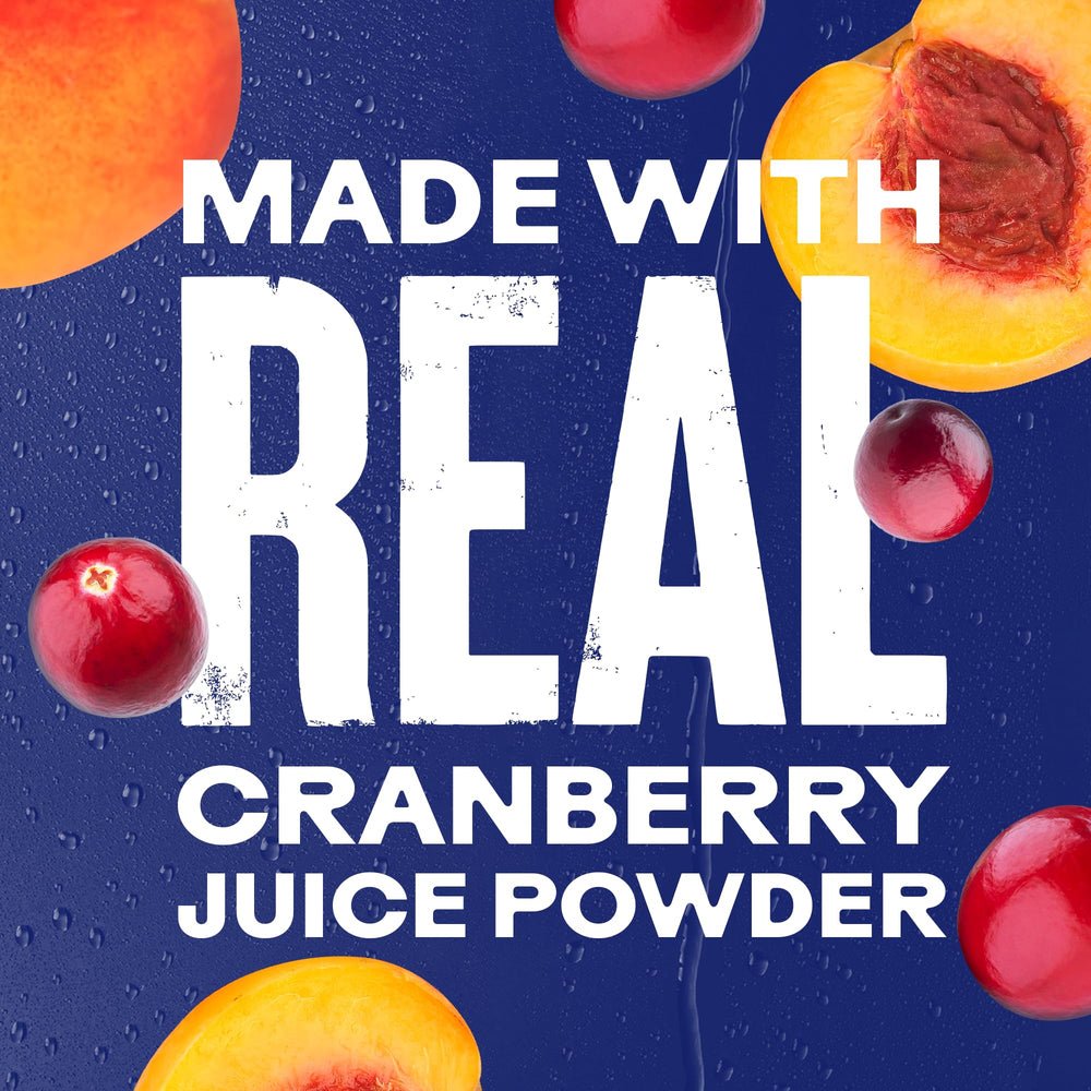 Juicy Mixes Ocean Spray White Cran-Peach bottle highlight vitamin C boost on label.