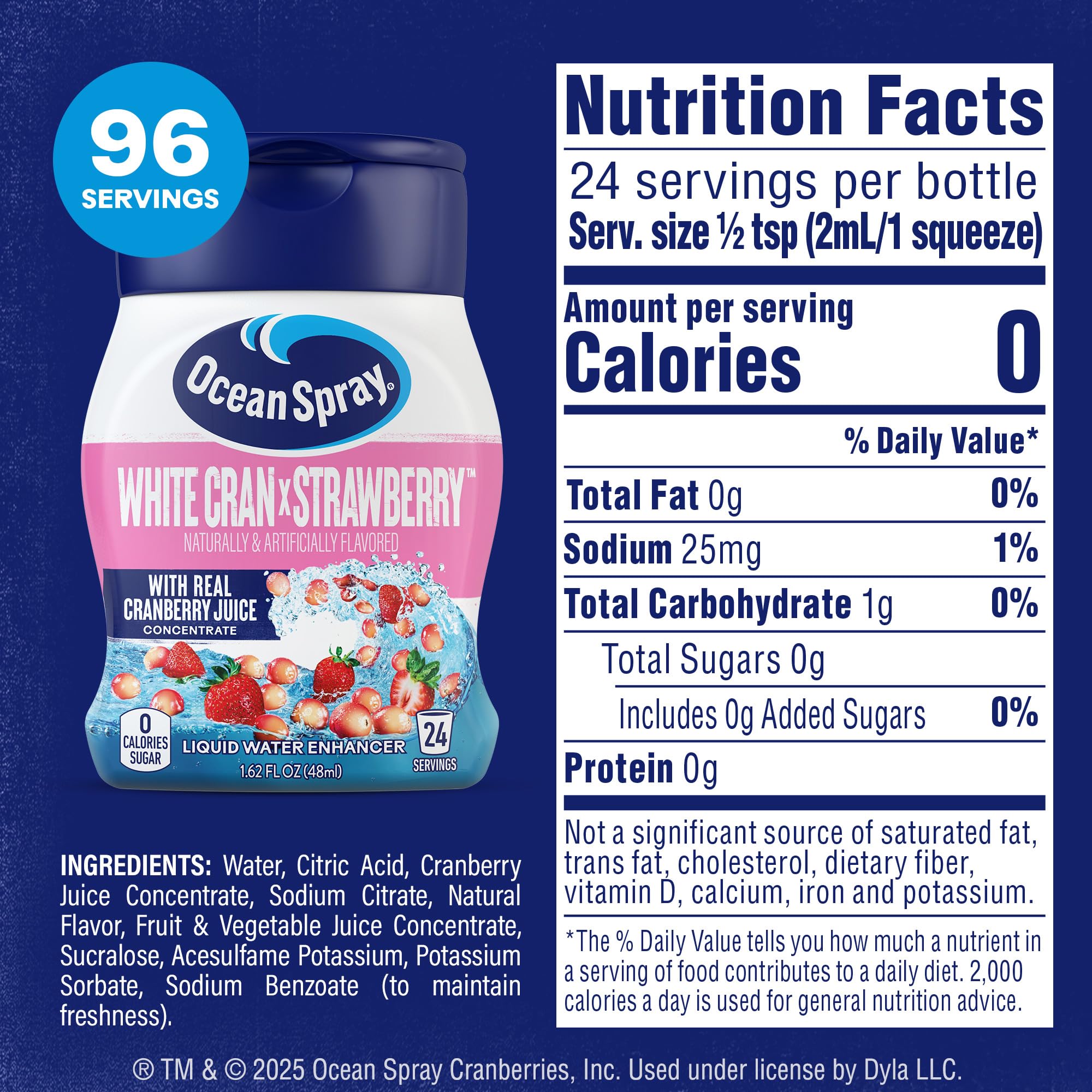 Juicy Mixes Ocean Spray White Cran-Strawberry glass with refreshing flavor boost