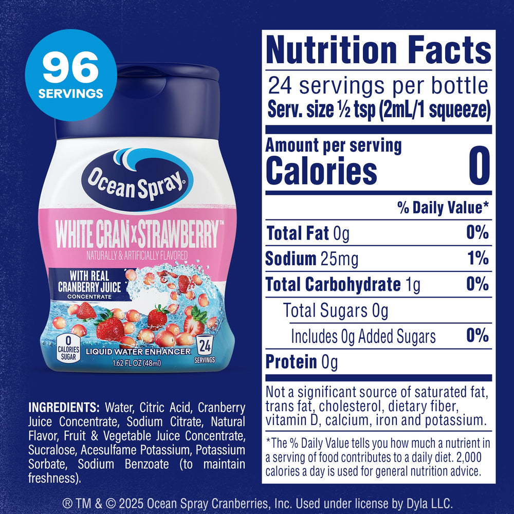 Juicy Mixes Ocean Spray White Cran-Strawberry glass with refreshing flavor boost