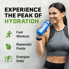 Glass with PeakH2O Lemon Lime drink, refreshing citrus flavor after a workout
