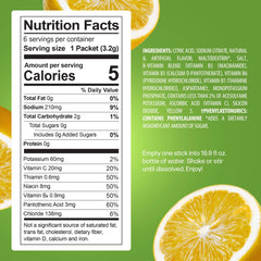 PeakH2O Lemon Lime packet back view showing nutrition and usage guidance for electrolytes