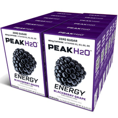 Juicy Mixes PeakH2O blackberry packet dissolving in water for refreshing hydration.