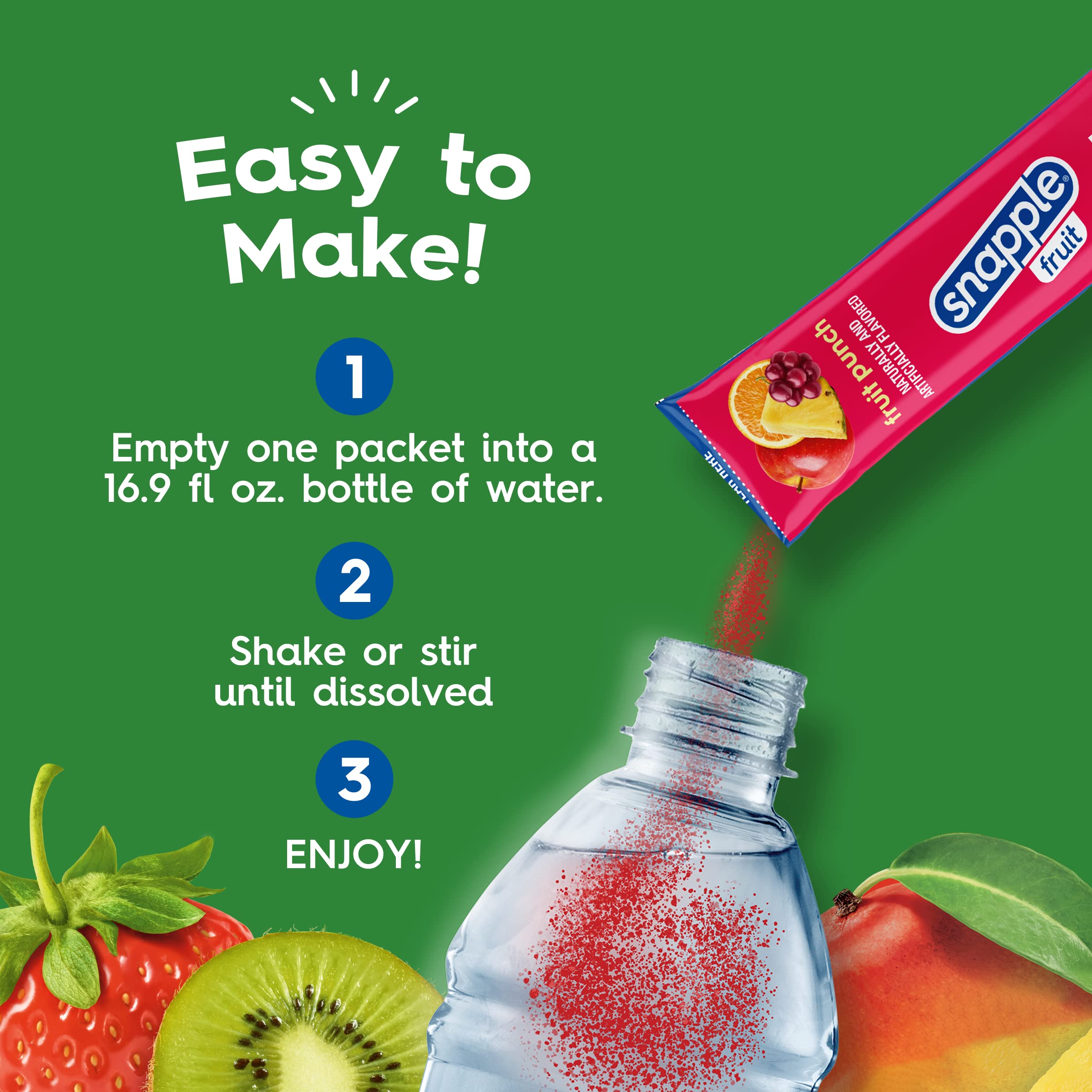 Juicy Mixes Snapple Powder Drink Mix assorted flavors display for tastier sip choices