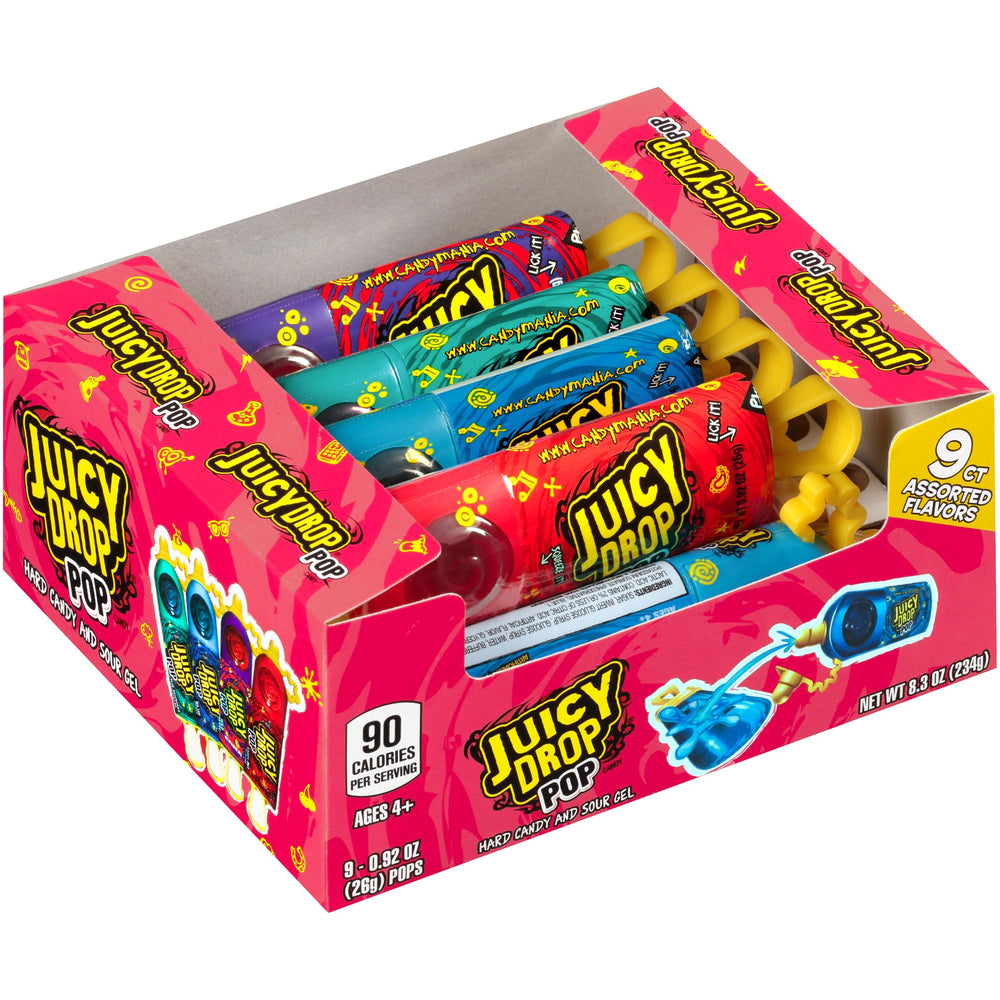 Blue Rebel flavor Juicy Drop lollipop with bright blue raspberry taste.