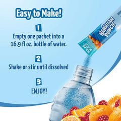 Juicy Mixes powder dissolving in a glass for quick hydration