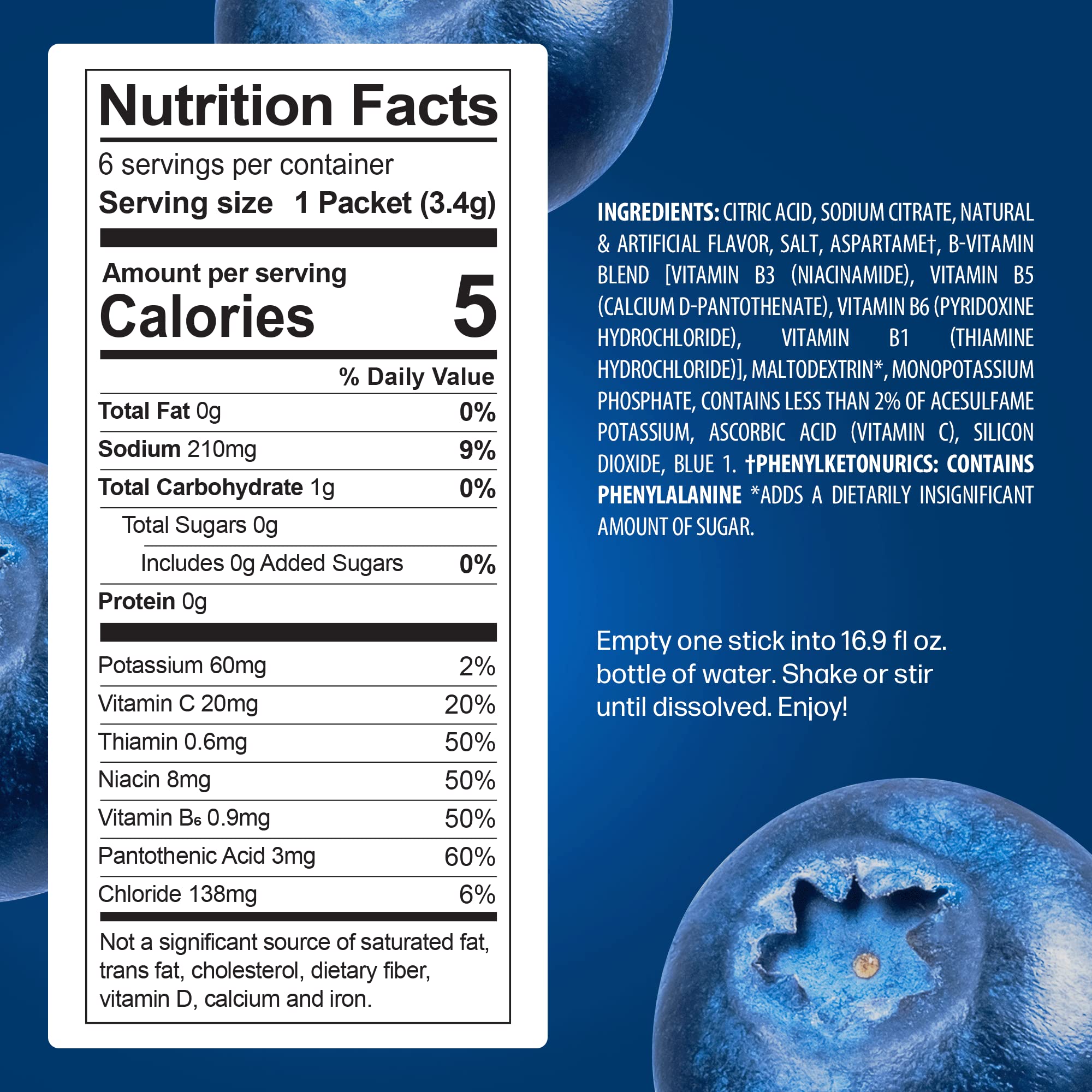 Juicy Mixes PeakH2O Berry Blue 72-serving packaging highlights convenient hydration on the go.