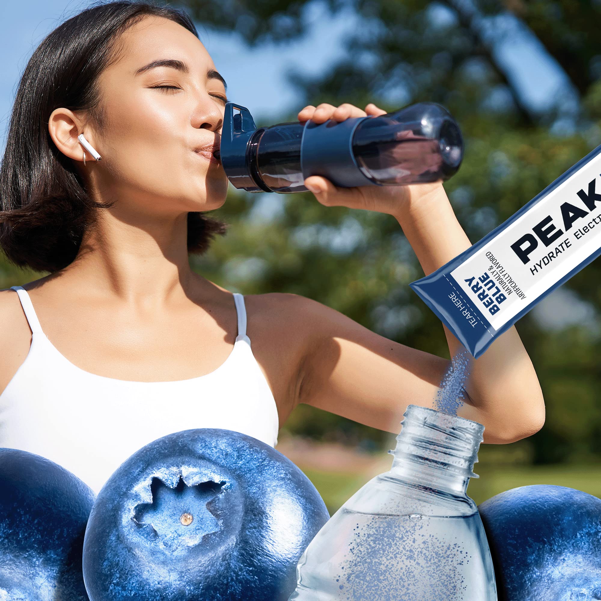 Juicy Mixes PeakH2O bottle pour demonstrates quick mix into water.