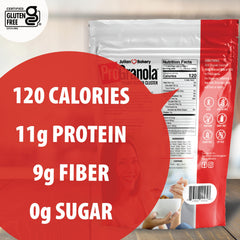 Julian Bakery ProGranola cereal 3-pack display emphasizes gluten-free benefits.
