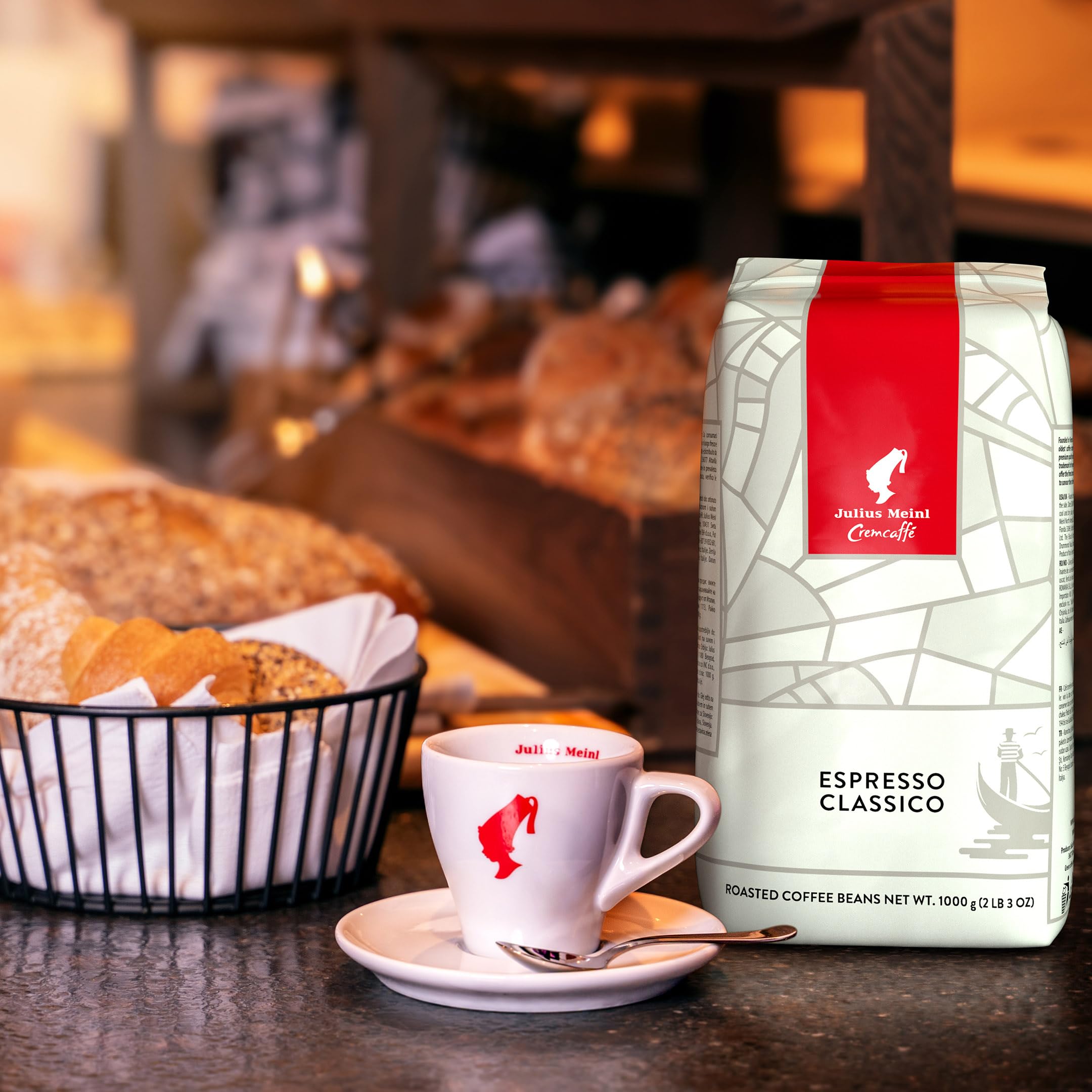 Crema Espresso Classico being poured to reveal creamy, balanced flavor