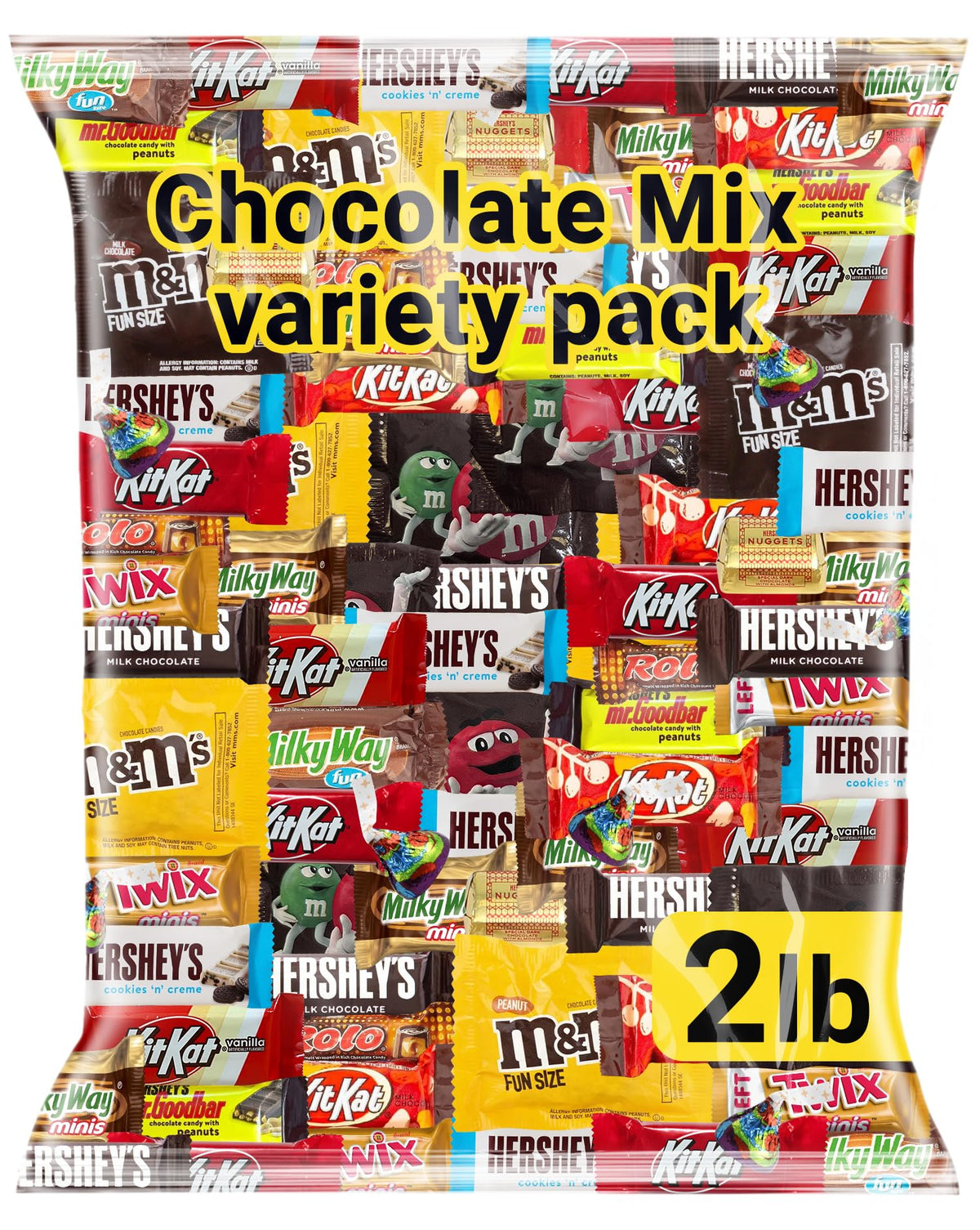 Jumblet chocolate assortment: 2lb bulk pack of milk and dark mini bars for parties or office snacks.