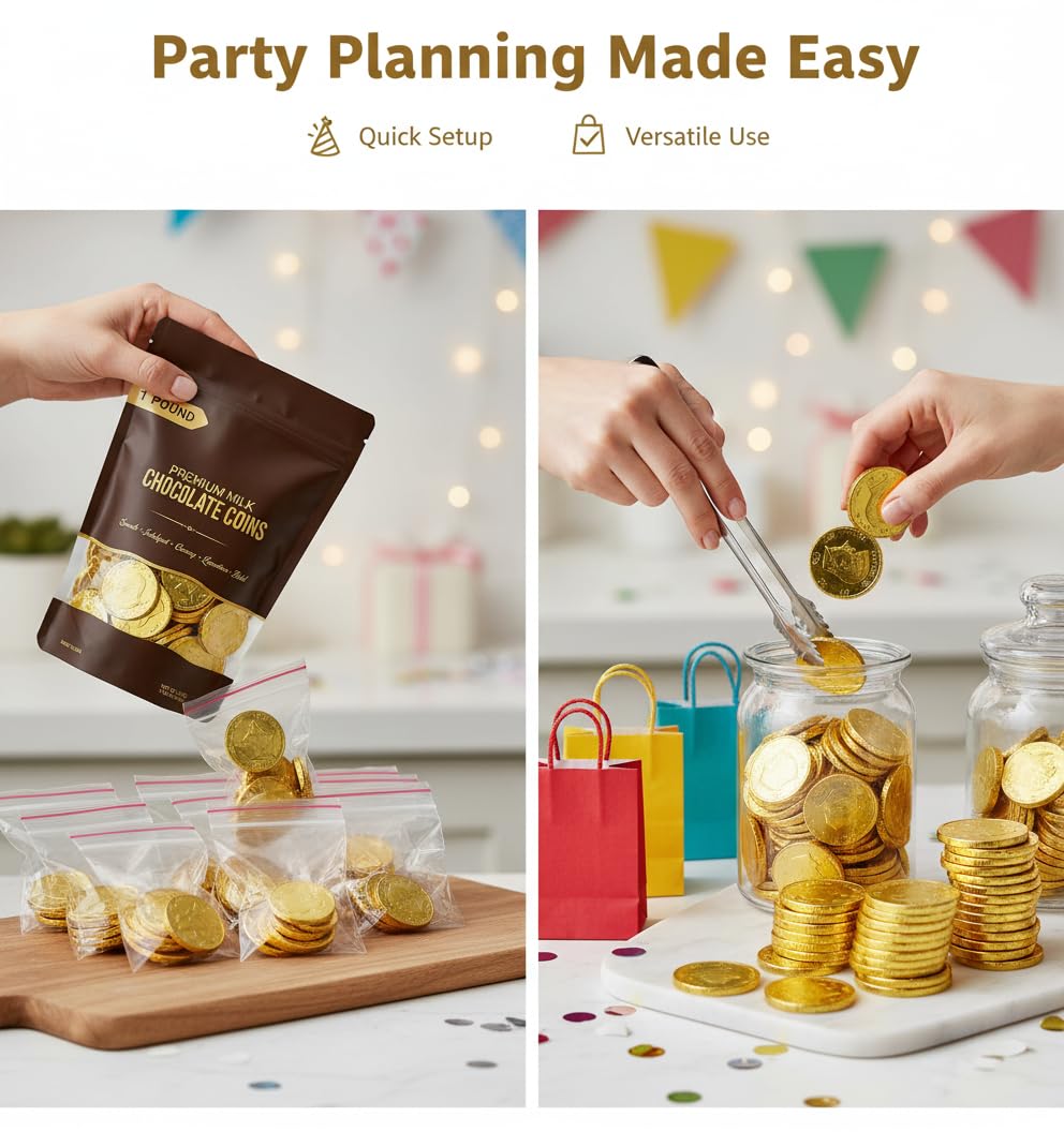 Jumblet gold coin buffet props for a candy station.