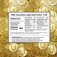 Jumblet chocolate gold coin close-up with embossed detail and gold foil.