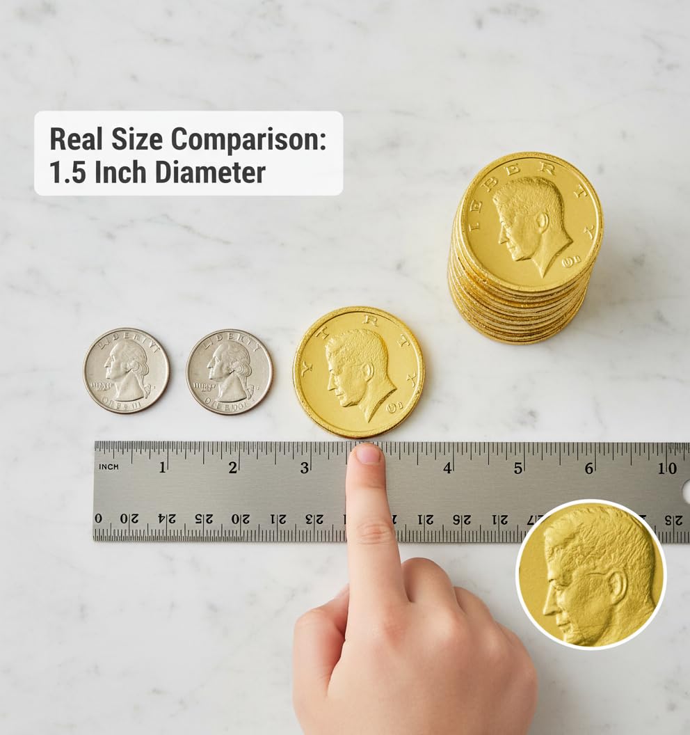 Jumblet gold coins at pirate or casino night tables.