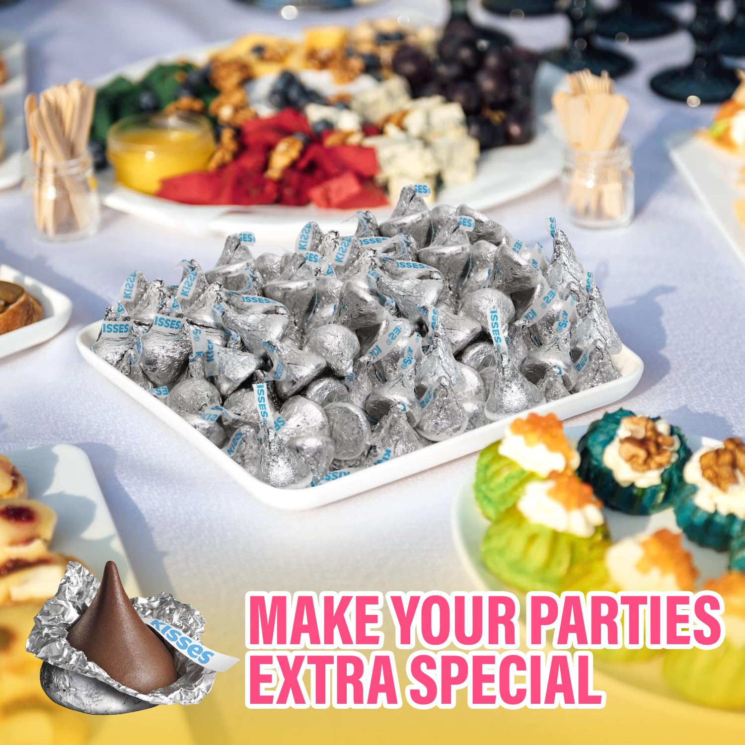 Jumblet Milk Chocolate Kisses silver foil detail adds classic elegance.