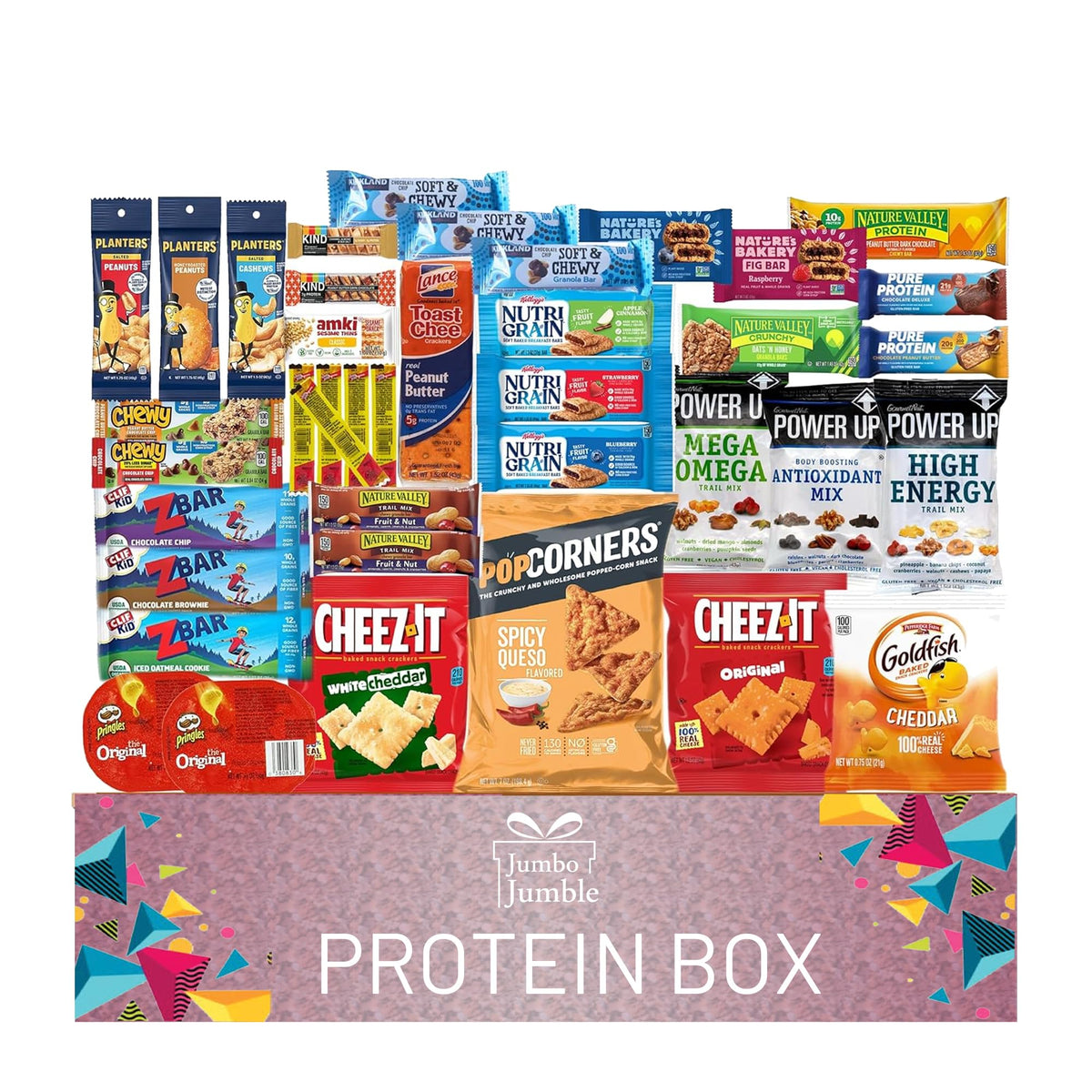 Jumbo Jumble snack box 40-count showcasing a varied assortment for on-the-go energy