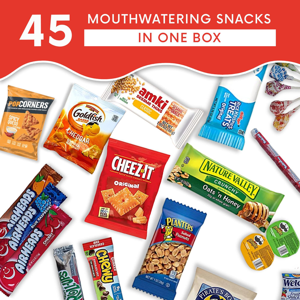 Jumbo Jumble snack box front cover displays colorful assortment, ready for gifting.