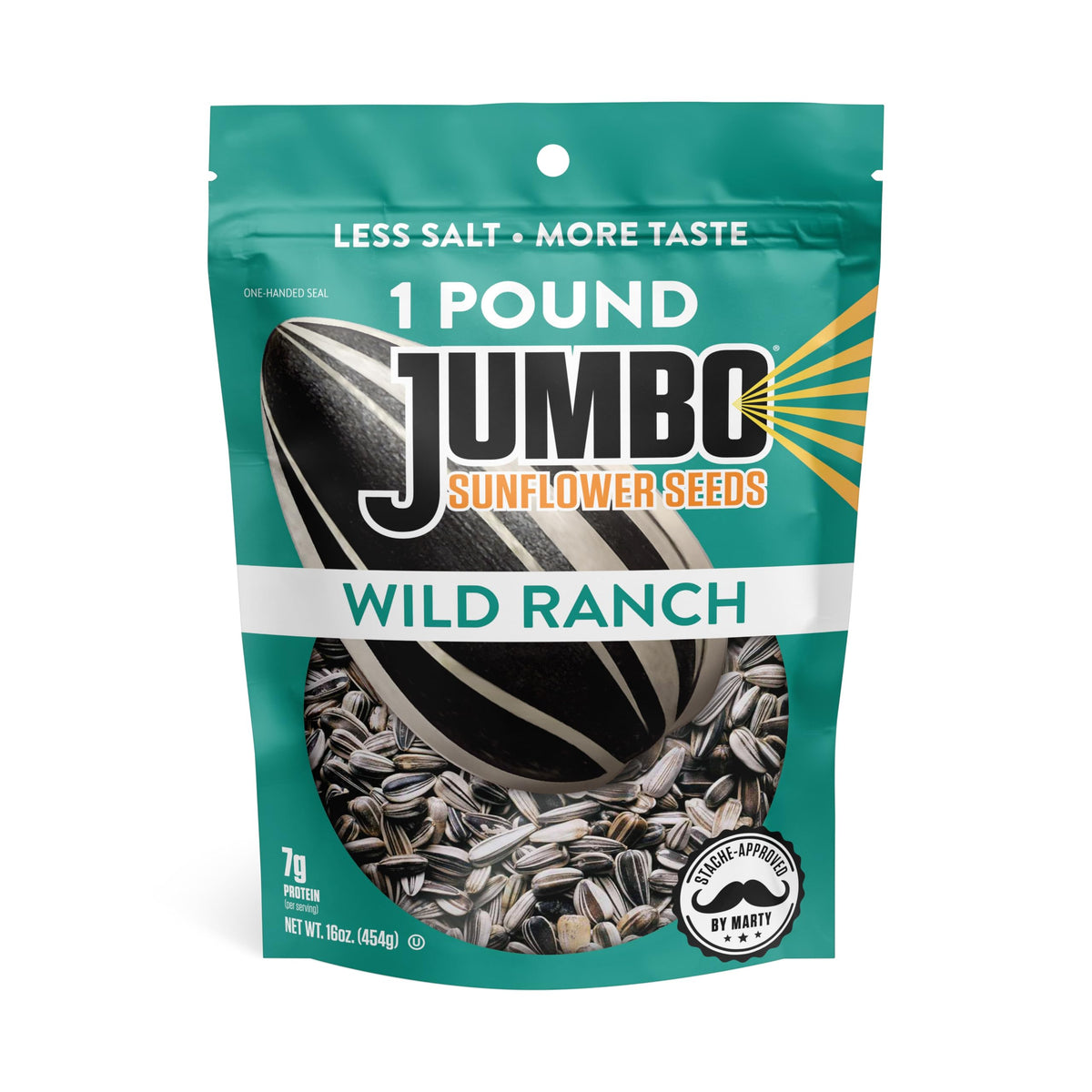 JUMBO SUNFLOWER SEEDS Ranch – roasted-seasoned seeds in a 16oz pack ready for snacking.
