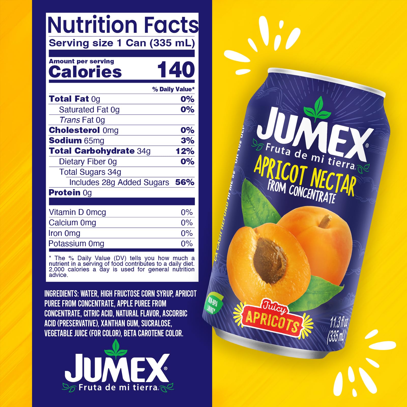 Jumex Apricot Nectar pour bottle showing thick texture ideal for smoothies