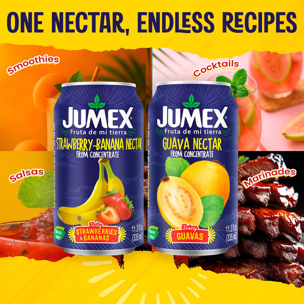 Jumex Nectar used as cocktail mixer in a colorful tropical setup