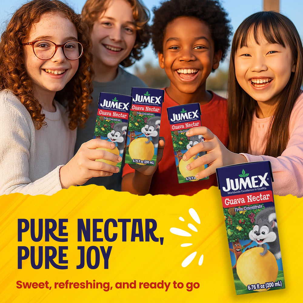 Jumex Guava Nectar with real fruit puree offers thicker, bolder flavor.