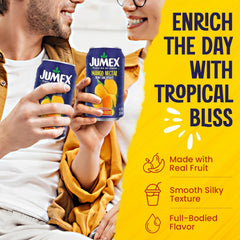 Close-up of Jumex Mango Nectar puree displaying real fruit texture