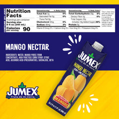 Jumex Mango Nectar glass serve highlights thick fruit puree texture perfect for smoothies