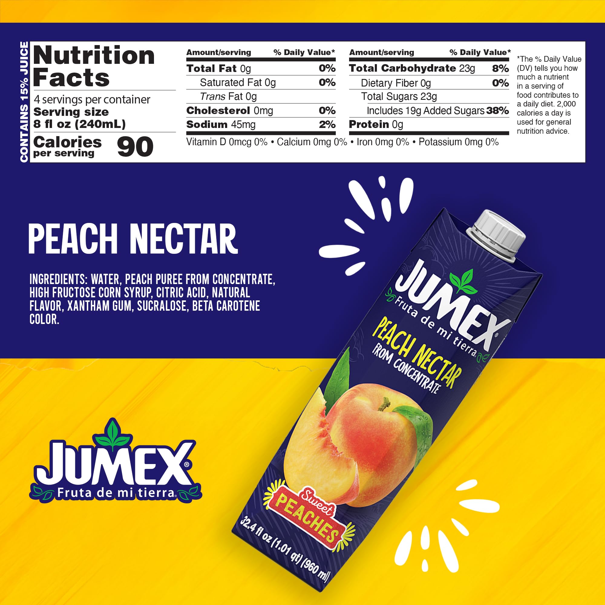 jumex peach nectar can close-up showing thick texture ideal for cocktails