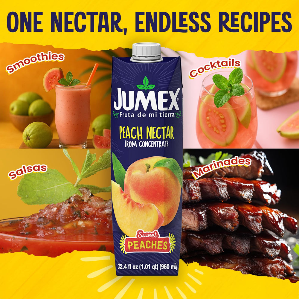 jumex peach nectar blended into a smoothie for fruity creaminess