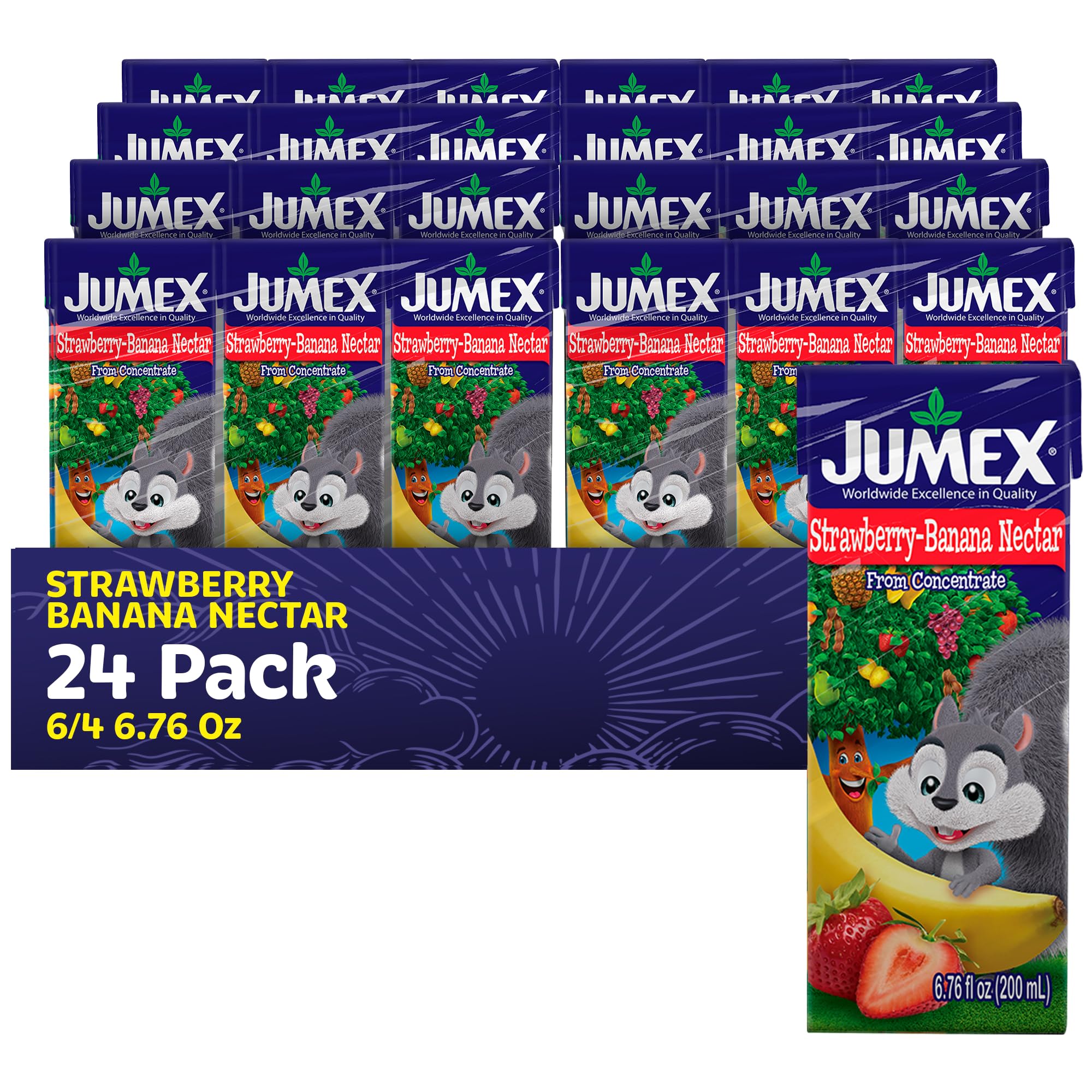 Jumex Strawberry Banana Nectar box showcases bold fruit flavor for kids' lunches.