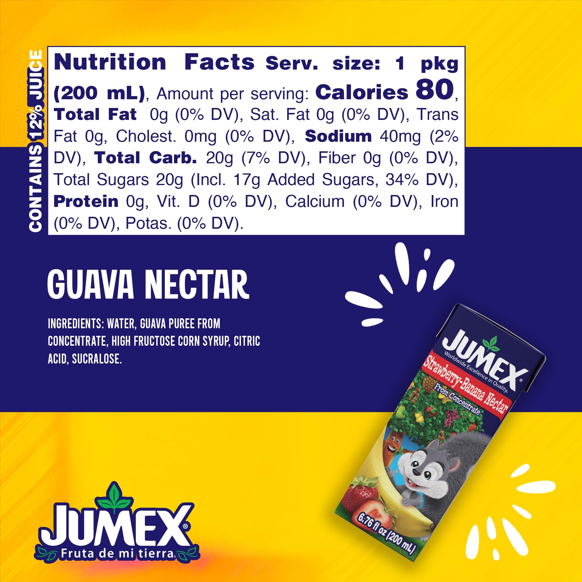 Jumex Strawberry Banana Nectar lunchbox pack keeps snacks tasty and ready.
