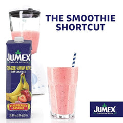 Jumex Strawberry Banana Nectar close-up of puree texture for thick, flavorful drinks.
